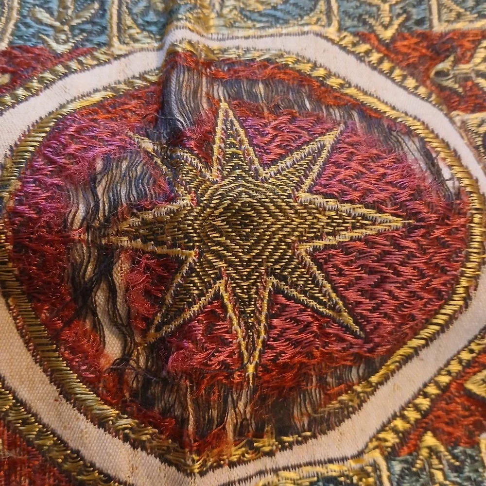 Vtg Spanish Moorish Wall Hanging/Throw/Tablecloth Silk‎ Tapestry  56